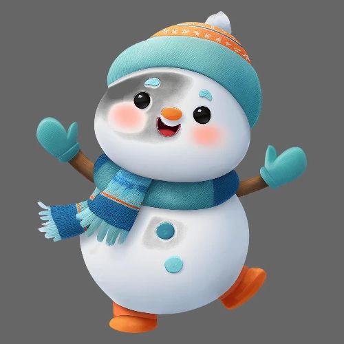 Joyful Cartoon Snowman Arms Up - Kids' Premium T-Shirt