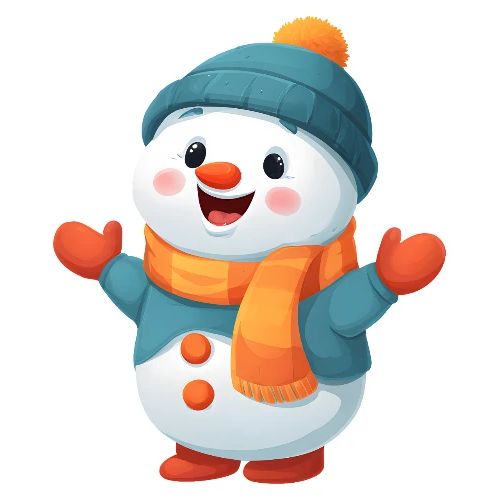 Joyful Cartoon Snowman with Winter Outfit - Kids' Premium T-Shirt