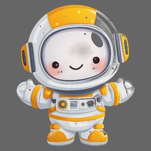 Cute Cartoon Baby Astronaut in White and Yellow - Kids' Premium T-Shirt