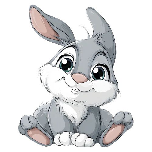 Joyful Grey and White Baby Rabbit Cartoon - Kids' Premium T-Shirt