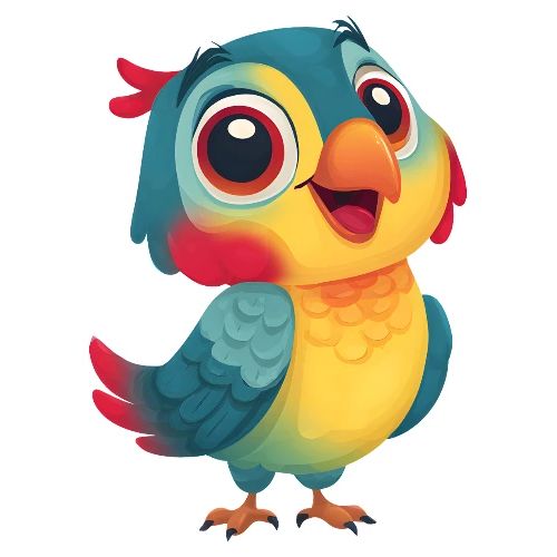 Bright Cartoon Parrot with Joyful Expression - Kids' Premium T-Shirt