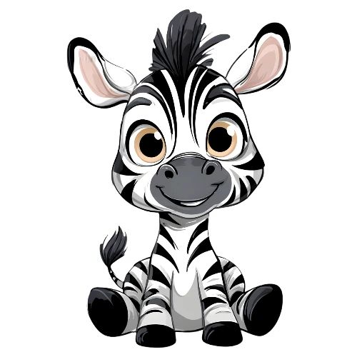 Adorable Cartoon Baby Zebra with Innocent Eyes - Kids' Premium T-Shirt