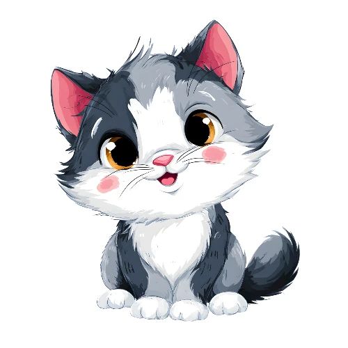 Sweet Sitting Kitten Cartoon Smiling - Kids' Premium T-Shirt