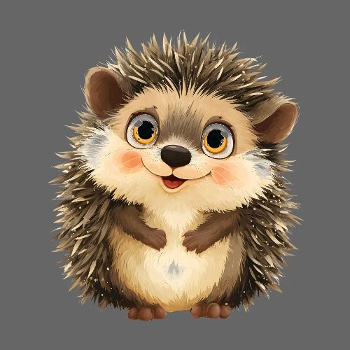 Smiling Cartoon Hedgehog with Joyful Expression - Kids' Premium T-Shirt