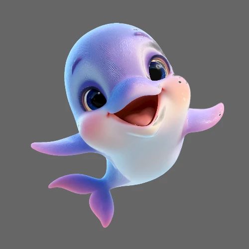 Purple-White Smiling Baby Dolphin - Kids' Premium T-Shirt