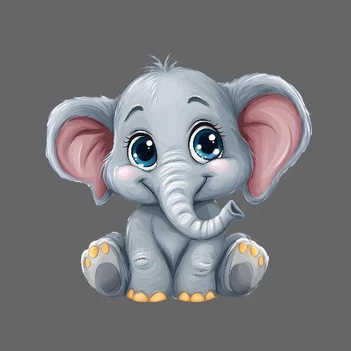 Sweet Cartoon Baby Elephant with Big Eyes - Kids' Premium T-Shirt