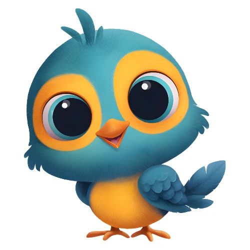 Joyful Cartoon Bird Standing in Yellow and Blue - Kids' Premium T-Shirt