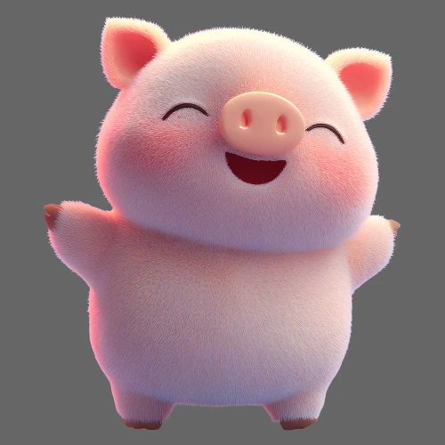 Cute Cartoon Baby Pig Standing Arms Up - Kids' Premium T-Shirt