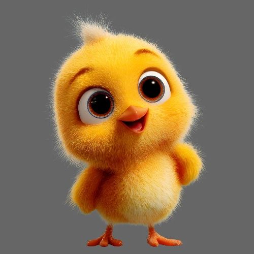 Cute Cartoon Yellow Chick with Big Sparkling Eyes - Kids' Premium T-Shirt