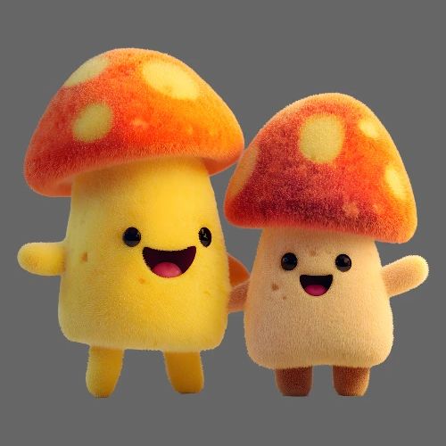 Joyful Cartoon Mushroom Duo - Kids' Premium T-Shirt