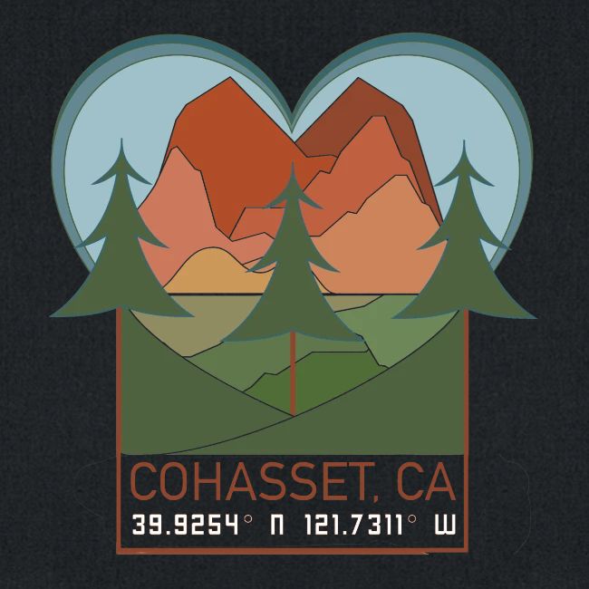 Cohasset Ca Lat/Long - Full Color w/white numbers