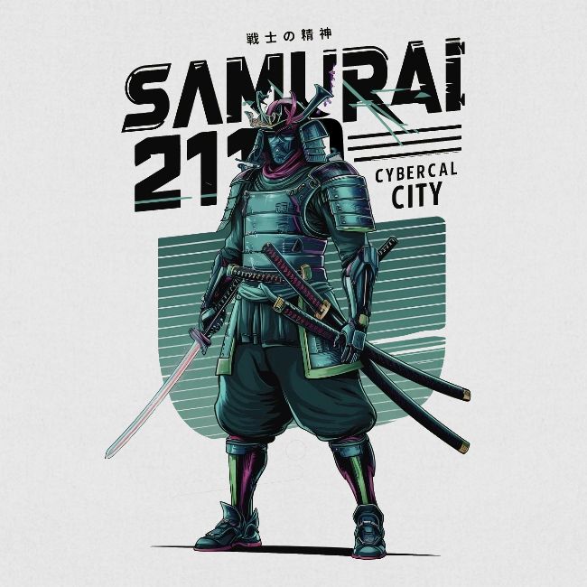 Cyber Samurai 2110: Glowing Katana Warrior