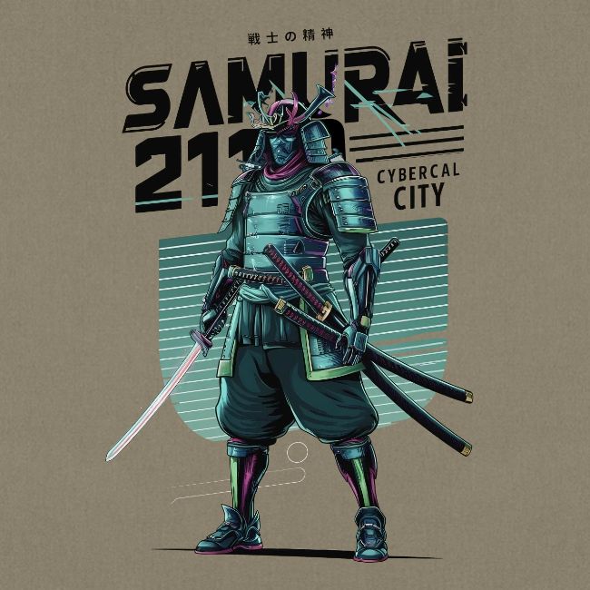 Cyber Samurai 2110: Glowing Katana Warrior
