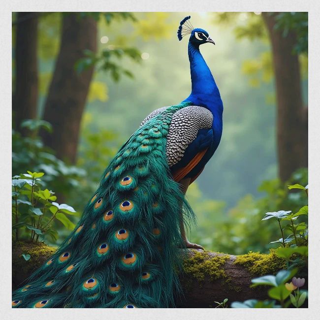 Majestic Peacock in Enchanted Forest