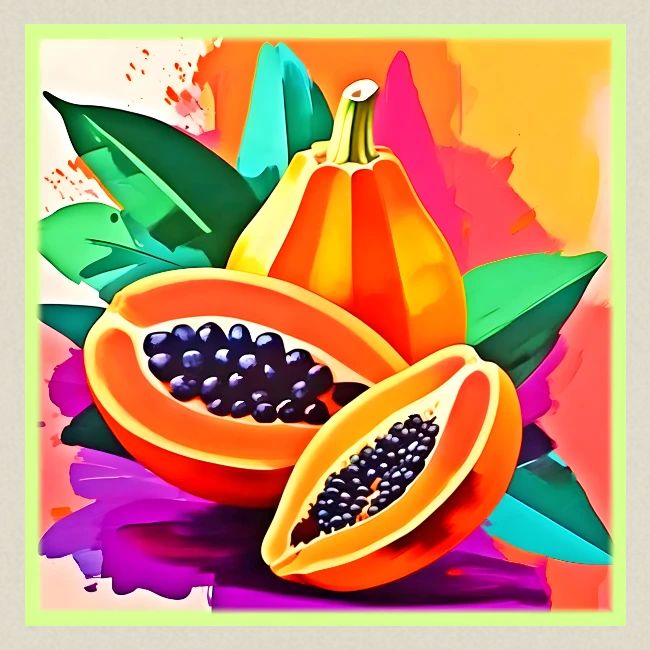 Sliced Papaya Pop Art