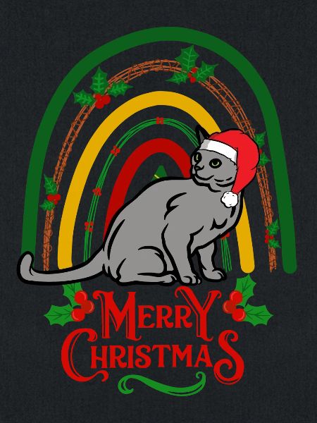 Russian Blue Cat Christmas