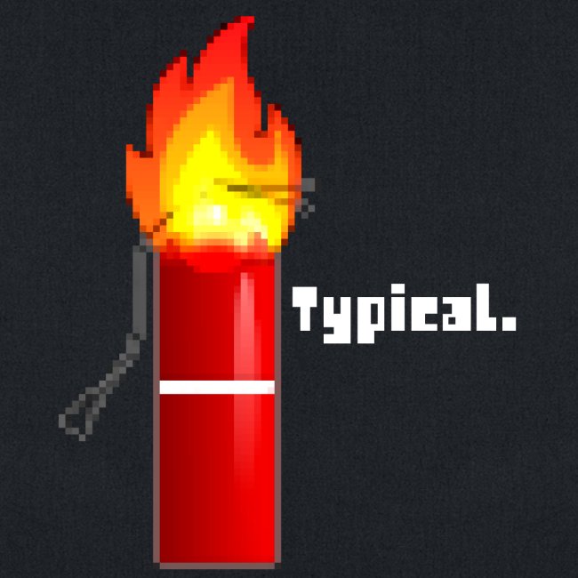 Typical (pixel art fire extinguisher on fire)