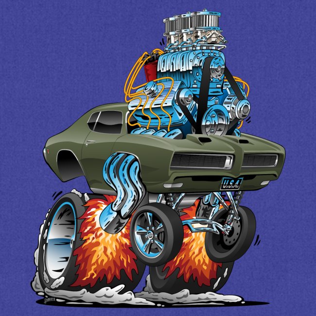 Classic American Muscle Car Hot Rod Cartoon