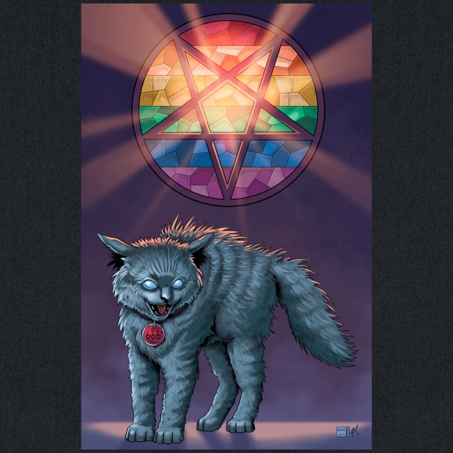 Devil Cat with Rainbow Stained Glass