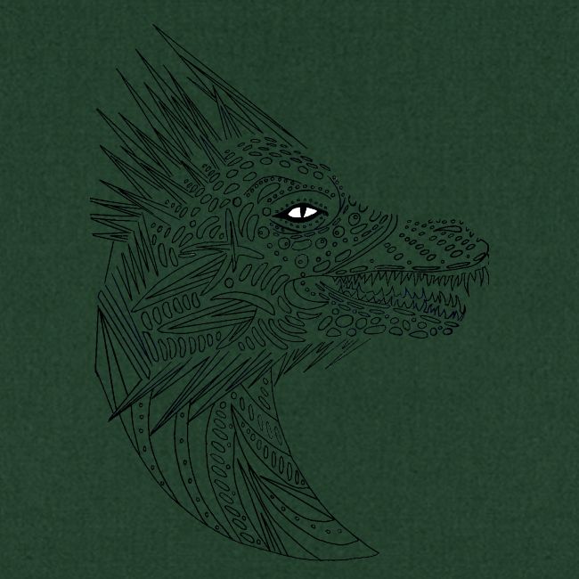 black art deco dragon head