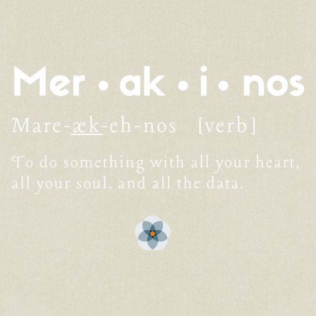 Merakinos definition with logo dark