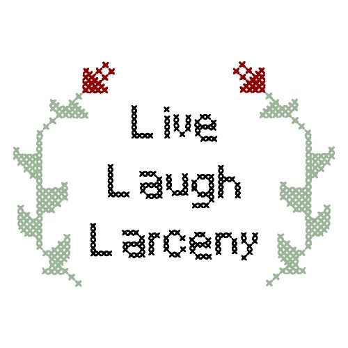 Live Laugh Larceny Cross Stitch - Tote Bag
