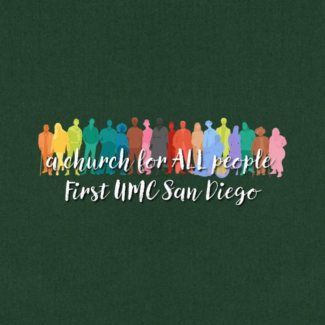 a church for all people - with colorful graphic