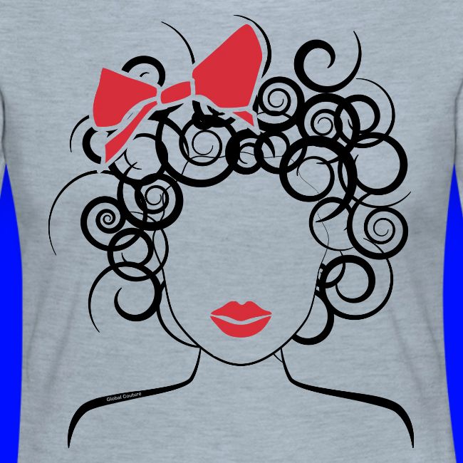 Curly Girl with Red Bow