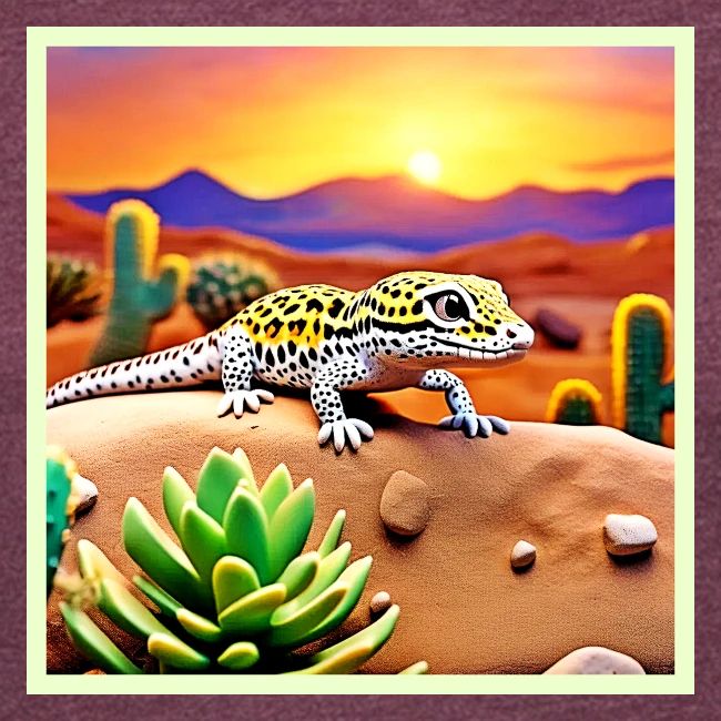 Spotted Gecko Desert Sunset
