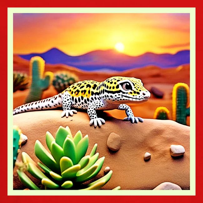Spotted Gecko Desert Sunset