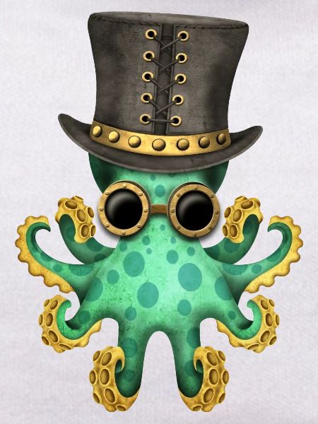 Steampunk Green Octopus
