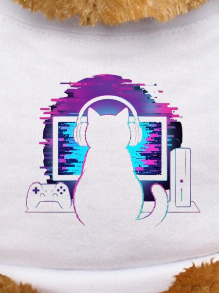 Neon Glitch Cat Gamer