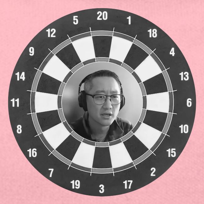 Producer Jay on Dartboard with Fusco Show back
