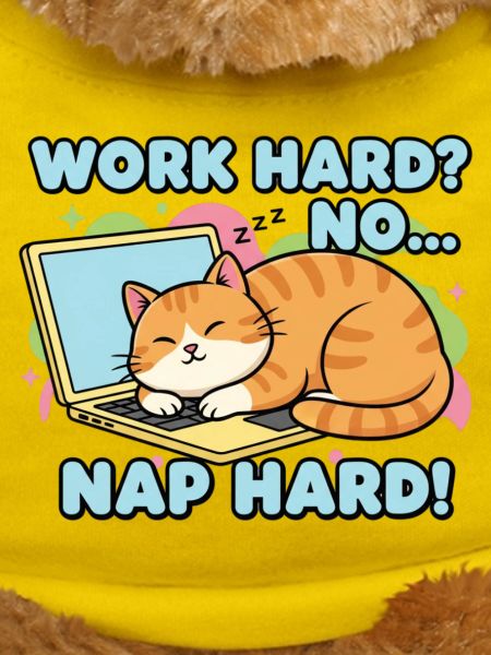 Nap Hard Cat on Laptop