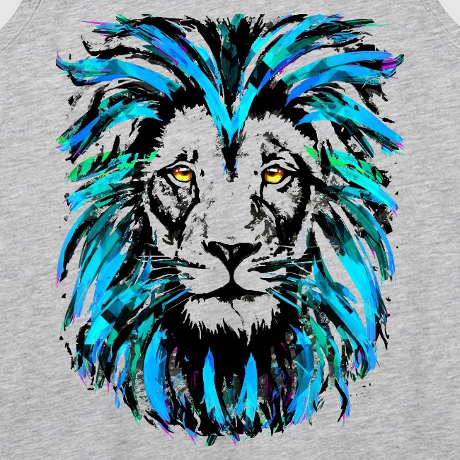 Blue Lion Head Portrait Illustration - Zodiac Leo