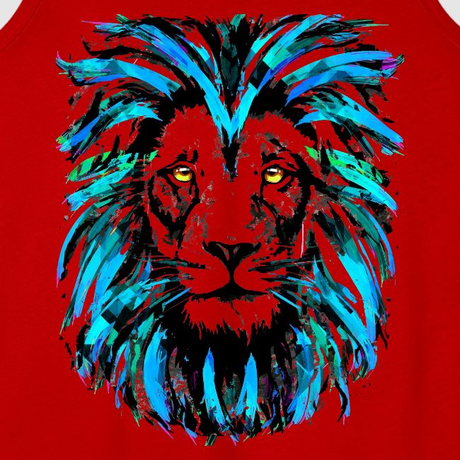 Blue Lion Head Portrait Illustration - Zodiac Leo