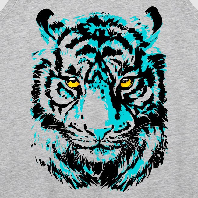 Artistic Tiger Head Portrait Drawing - Turquoise