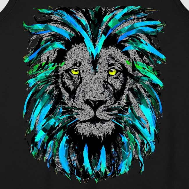 Turquoise Lion Head Drawing - Zodiac Leo