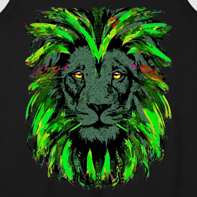 Green Lion Head Portrait Drawing - Green Lion