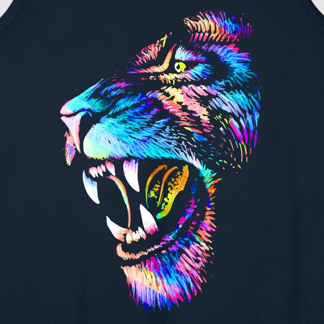 Colorful Lion Head Portrait Drawing - Roaring Lion