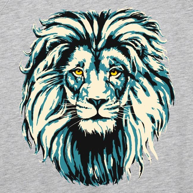 Blue Lion Head Portrait Drawing - Turquoise Lion