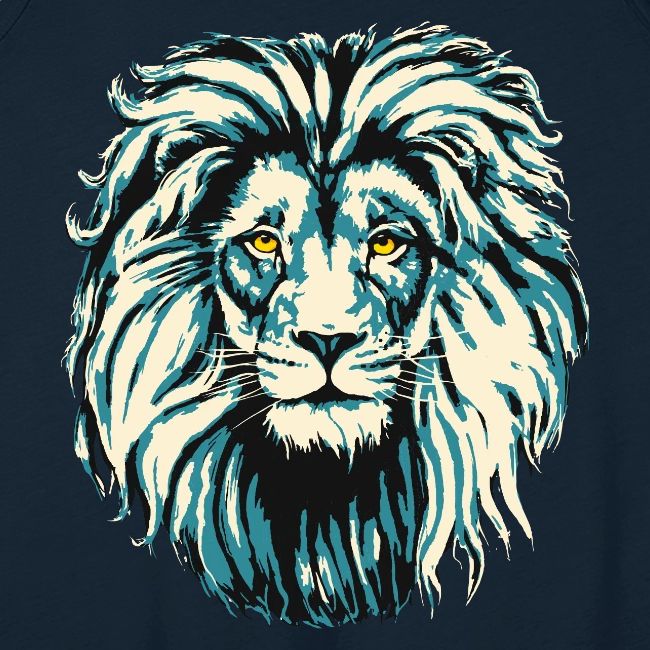 Blue Lion Head Portrait Drawing - Turquoise Lion