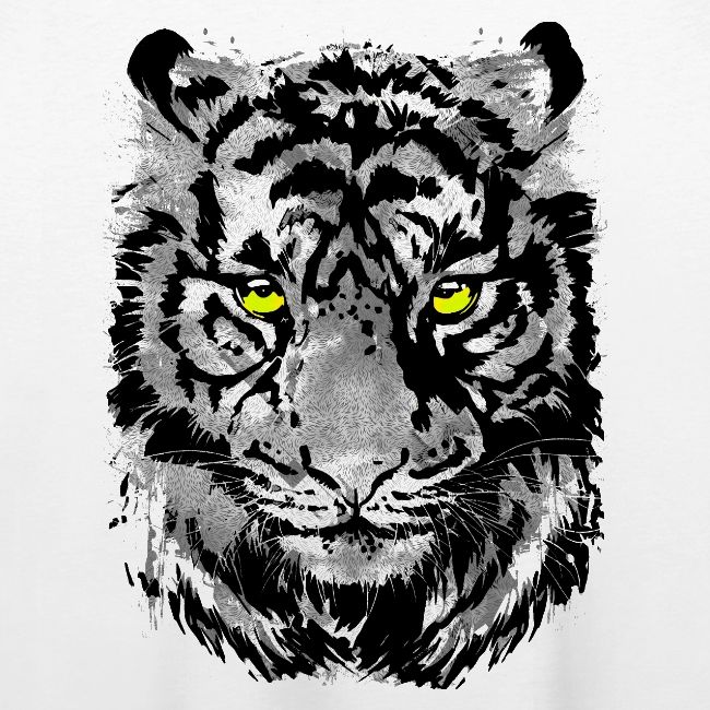 Gray Tiger Head Portrait Drawing - Black and White