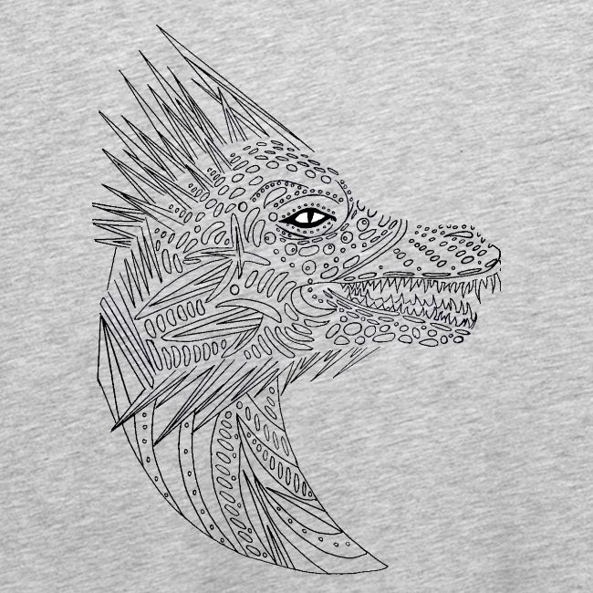 black art deco dragon head