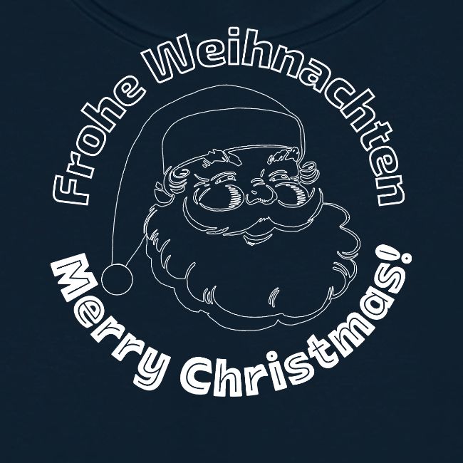 Frohe Weihnachten Merry Christmas Santa Line Art