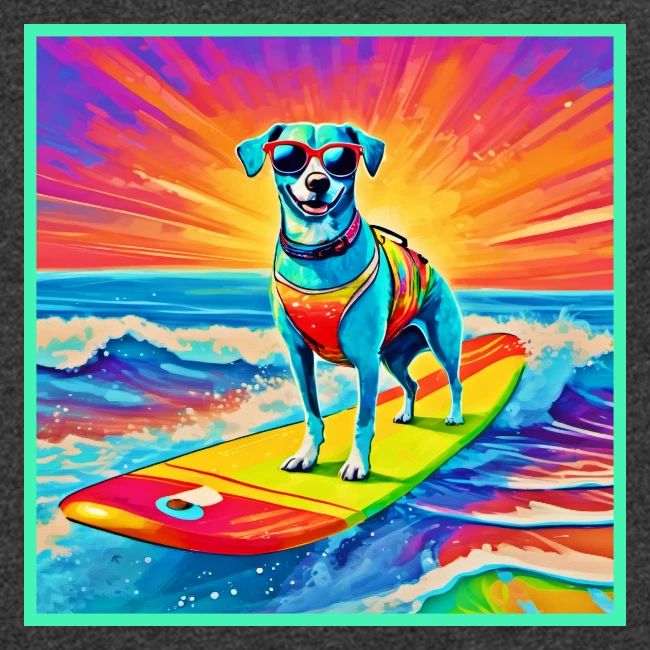 Sunny Surfing Pup: Beach Bliss