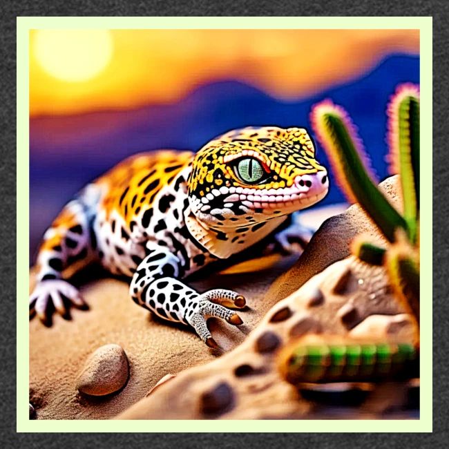 Cute Leopard Gecko Sunset Desert Design