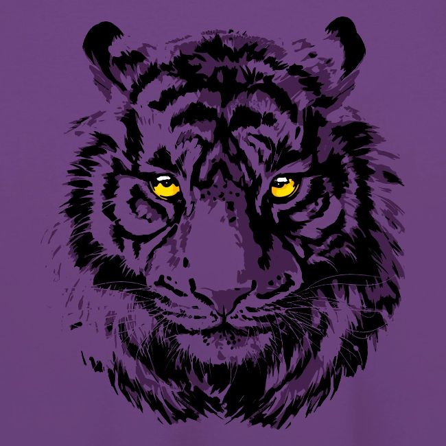 Purple Tiger Head Portrait Drawing - Tiger Purple