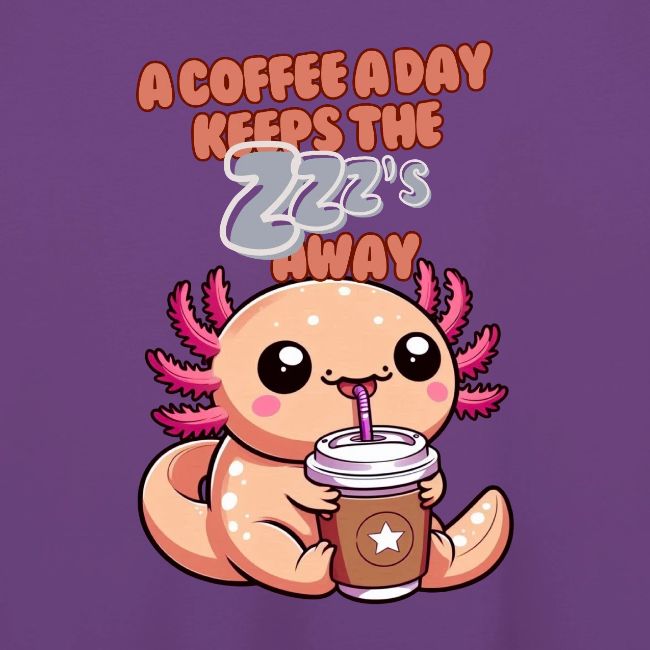Coffee Drinking Cute Baby Axolotl