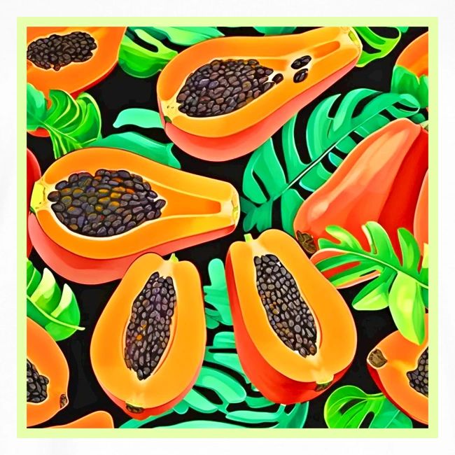 Papaya and Leaves Fresh Pattern